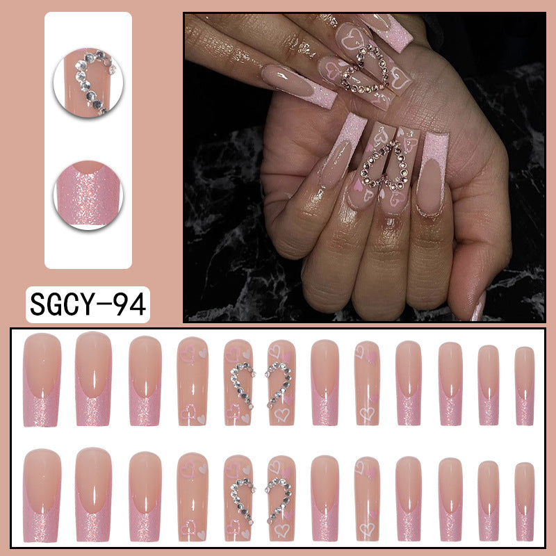 Wholesale Long Glitter Love Diamond Nail Stickers